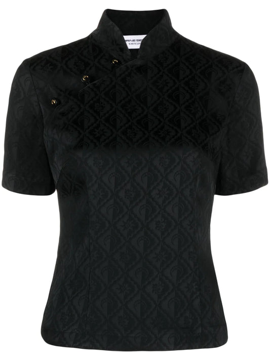 Crescent Moon-Panelled Jacquard Top