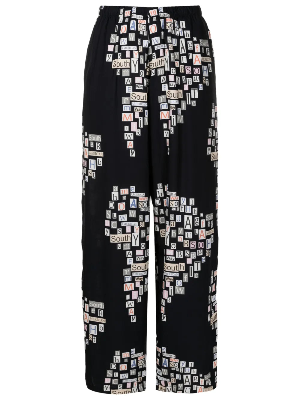 Text-Print Straight-Leg Trousers
