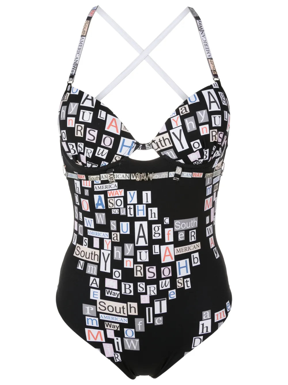 Text-Print Swimsuit