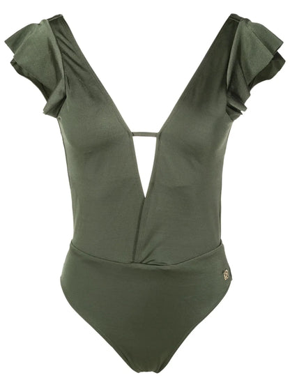 Short-Sleeved Open-Back Swimsuit
