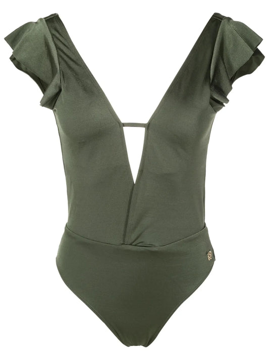 Short-Sleeved Open-Back Swimsuit