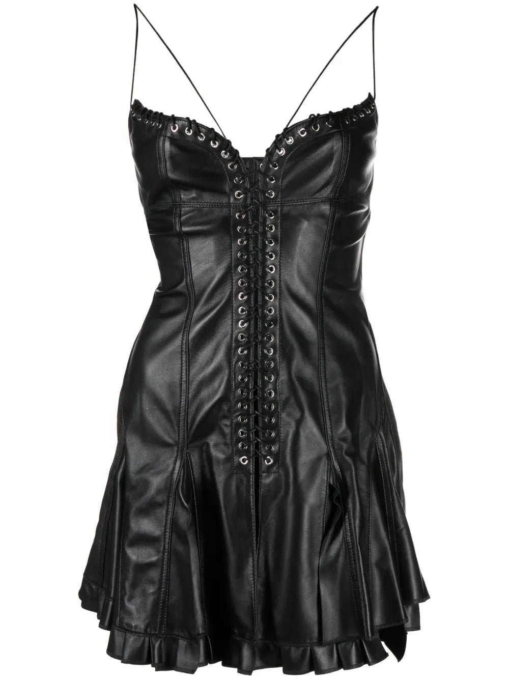 Cleavage Eyelet Lace-Up Dress