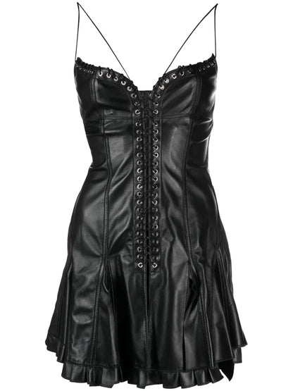 Cleavage Eyelet Lace-Up Dress