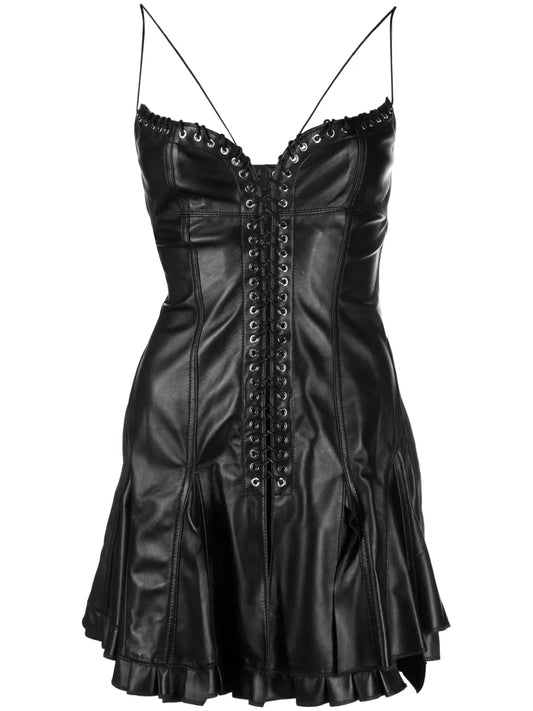 Cleavage Eyelet Lace-Up Dress