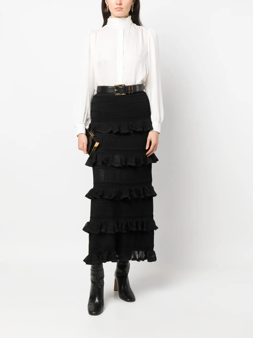Luminoity Ruffled Midi Skirt