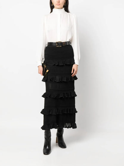 Luminoity Ruffled Midi Skirt