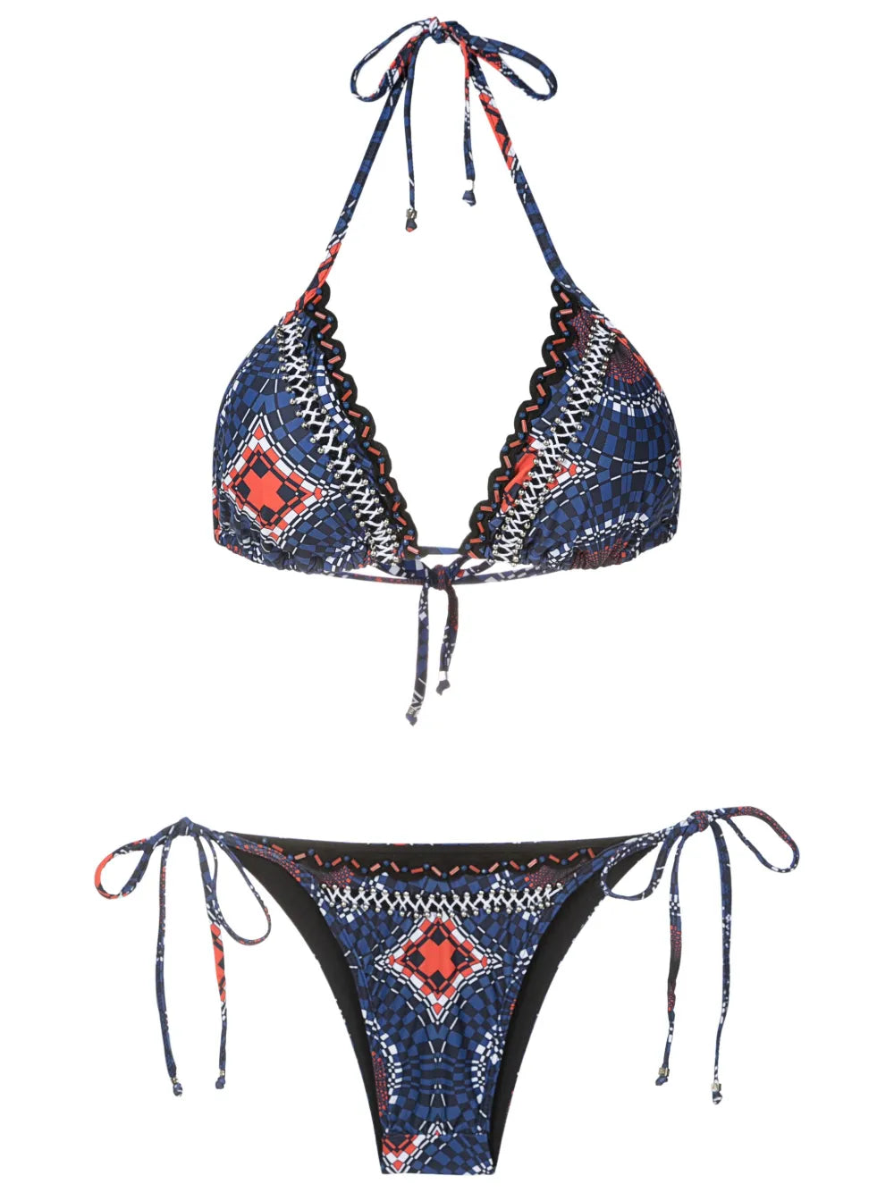 Embroidered Triangle-Cup Bikini