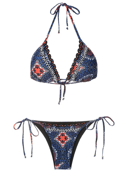 Embroidered Triangle-Cup Bikini