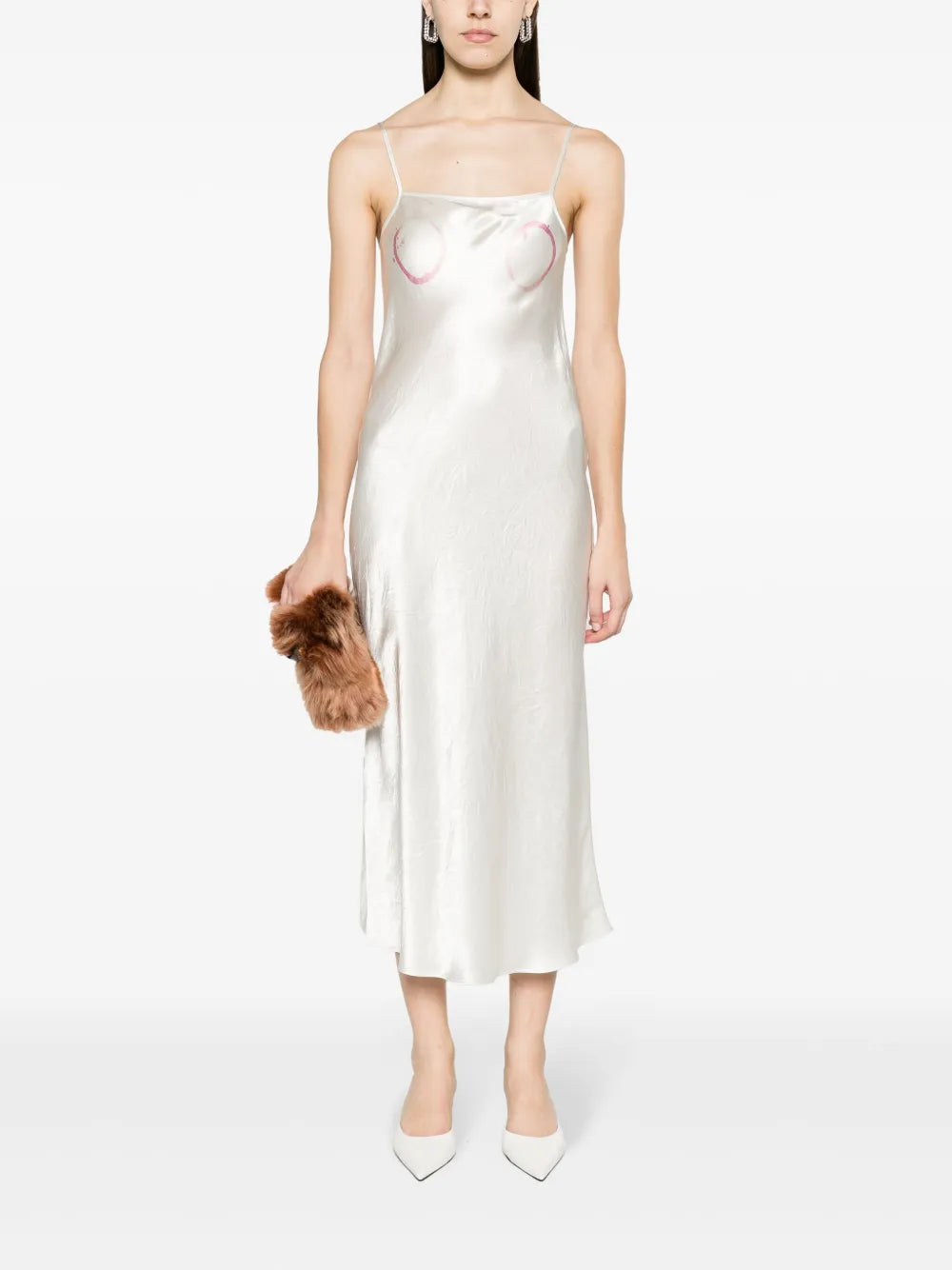 Wine Ring Crinkled-Satin Dress