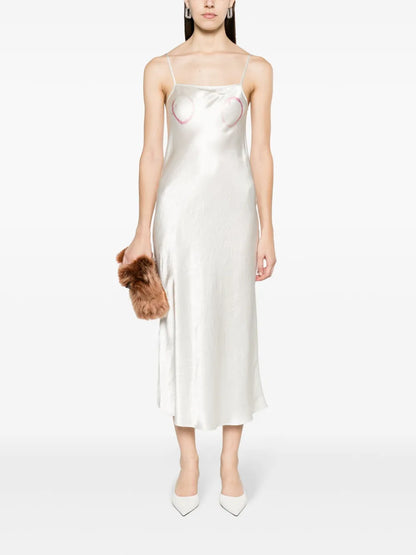 Wine Ring Crinkled-Satin Dress