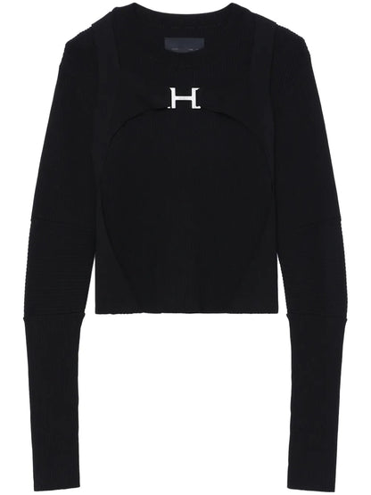 Logo-Print Panelled-Design Jumper