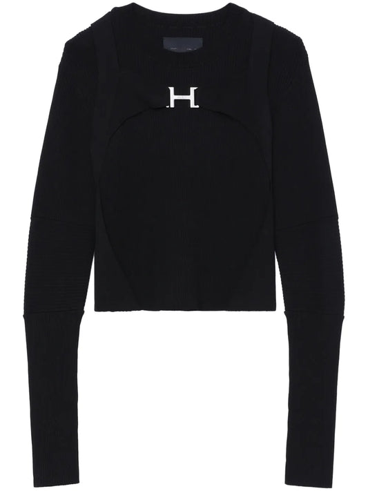 Logo-Print Panelled-Design Jumper