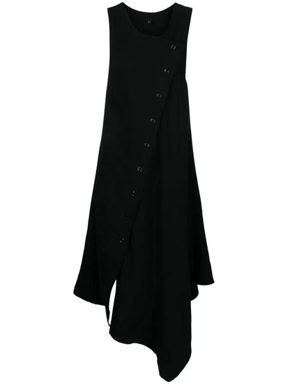 Asymmetric-Design Wool Dress