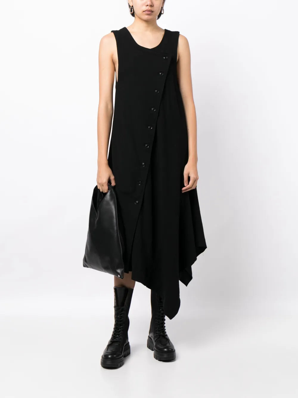 Asymmetric-Design Wool Dress