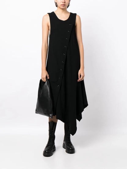 Asymmetric-Design Wool Dress