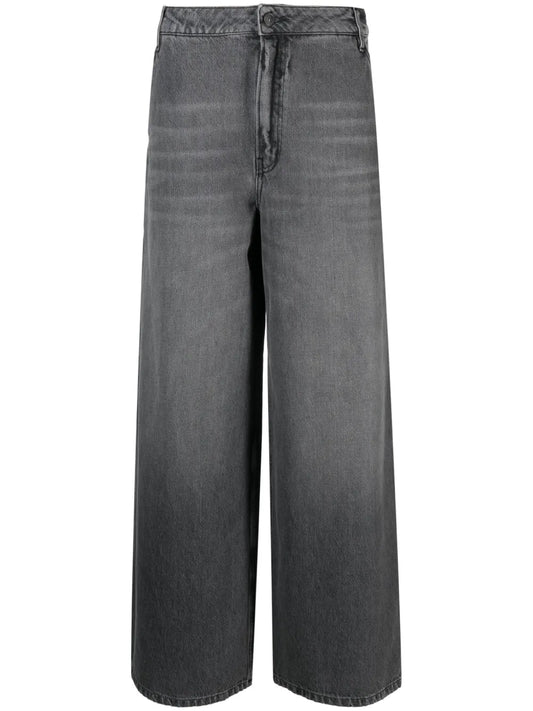 Wide-Leg Washed Jeans