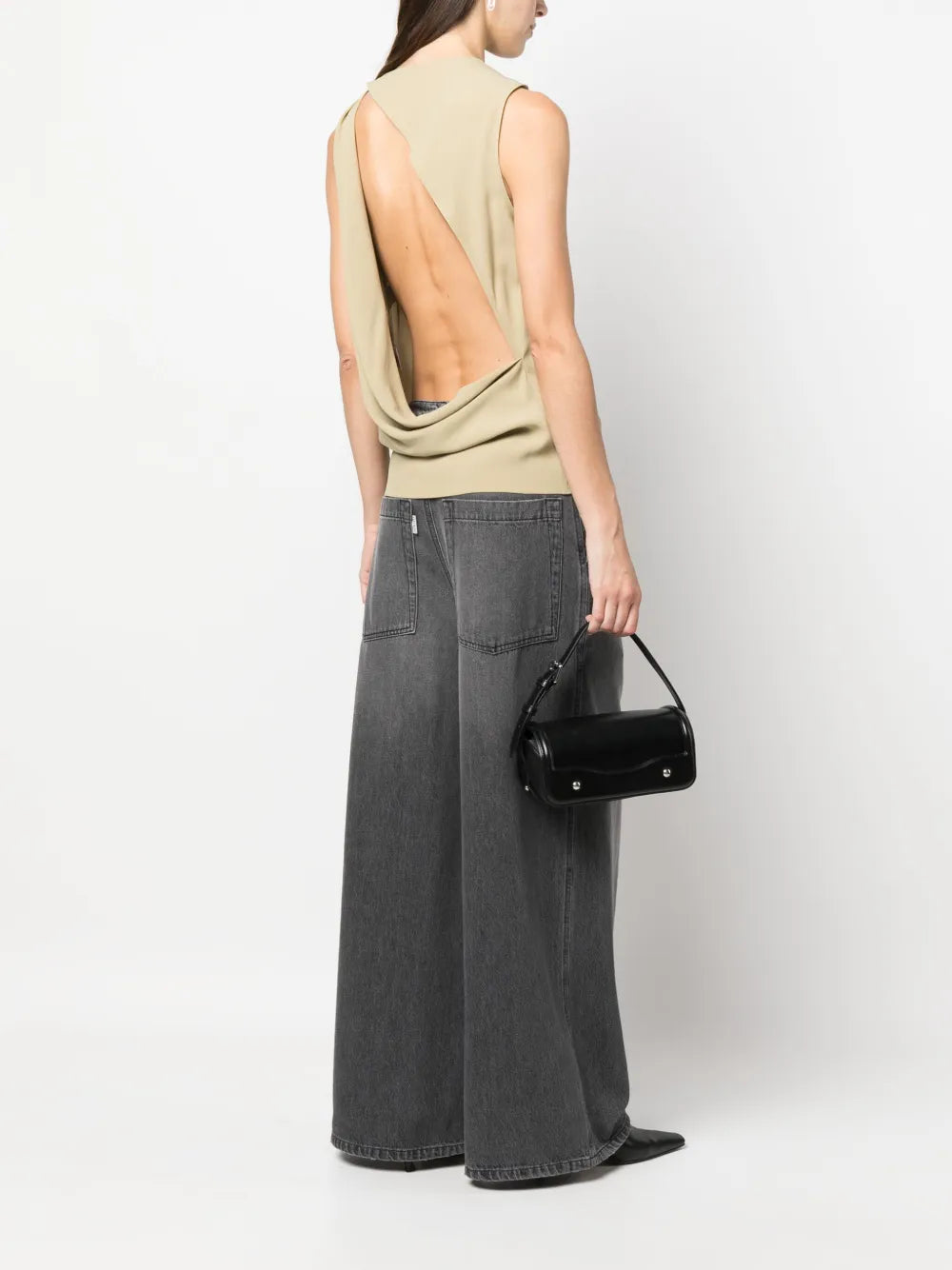 Wide-Leg Washed Jeans