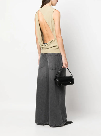 Wide-Leg Washed Jeans
