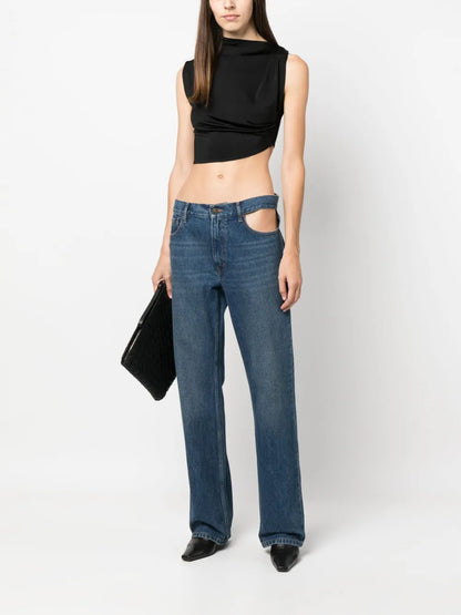 Cut-Out Straight-Leg Jeans