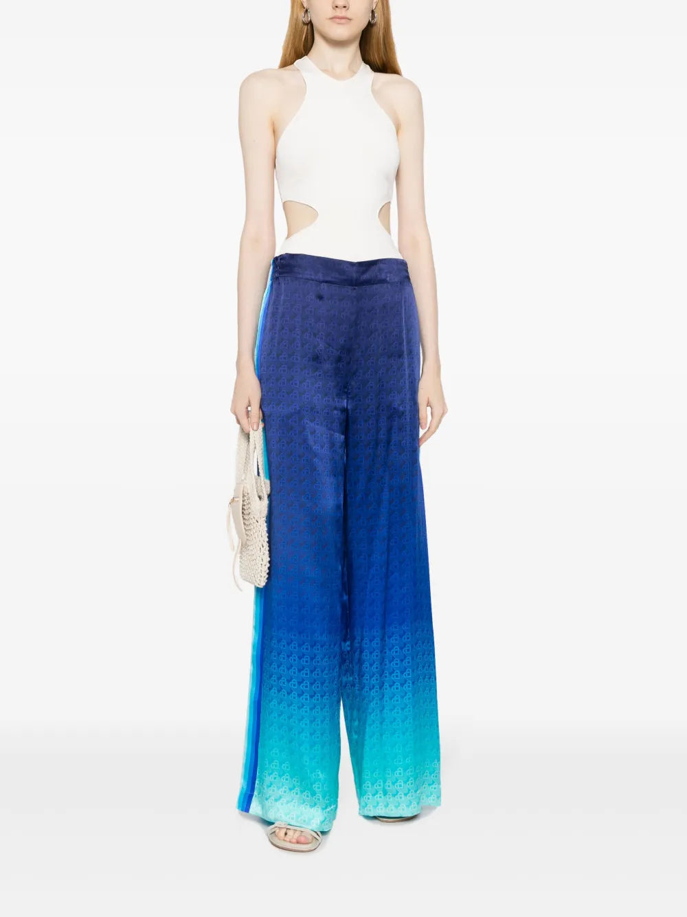 The Night View Silk Wide-Leg Trousers