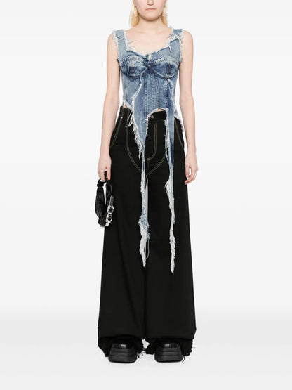 Distressed Denim Double Corset