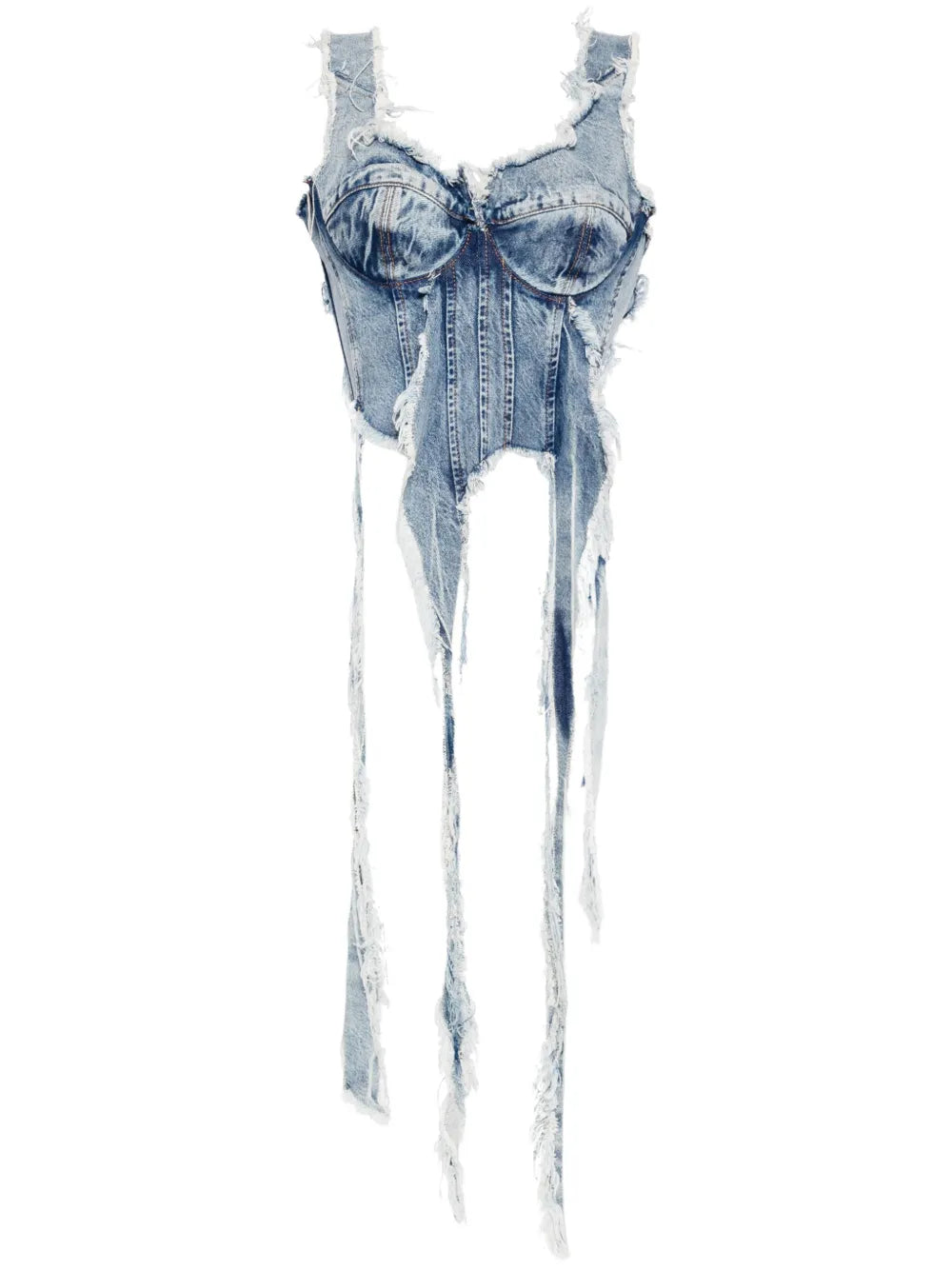 Distressed Denim Double Corset