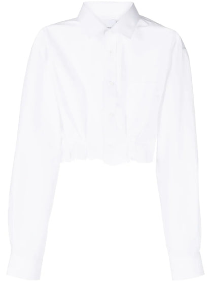 Pleated Poplin Cropped Shirt