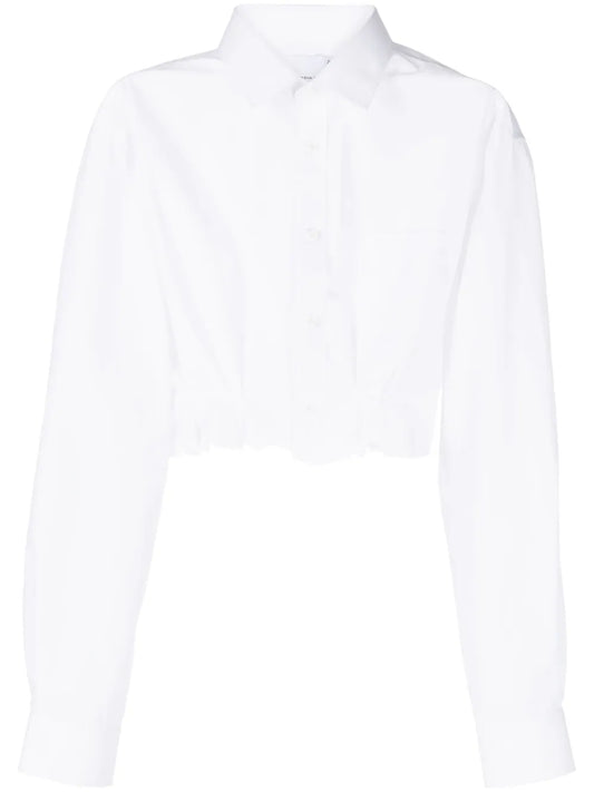 Pleated Poplin Cropped Shirt