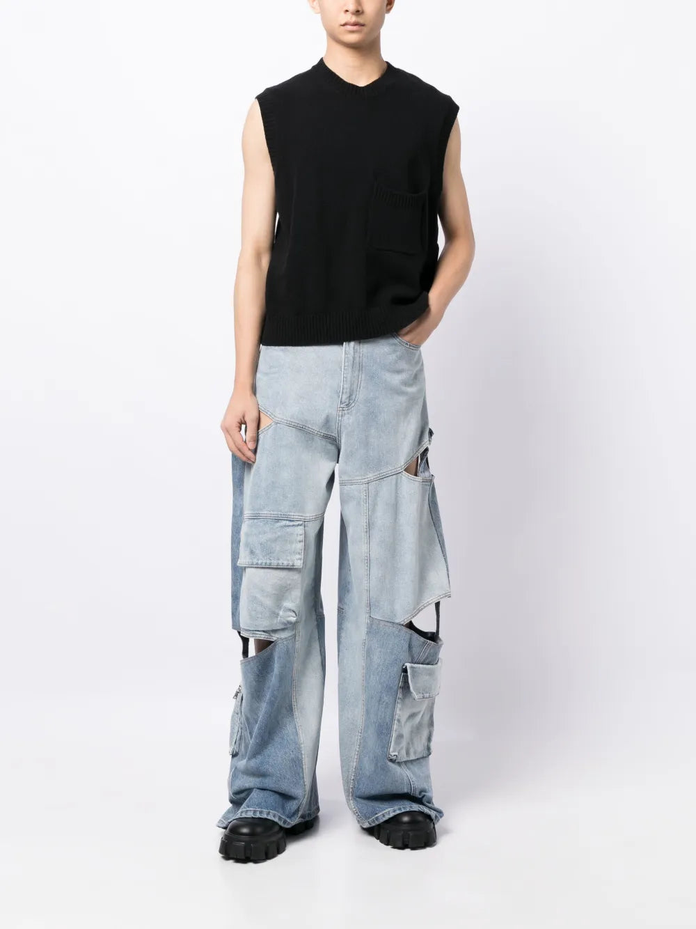 Cut-Out Cargo Jeans
