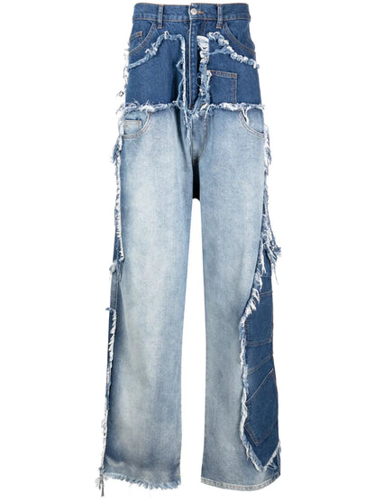 Upcycled Asymmetric Patchwork Jeans