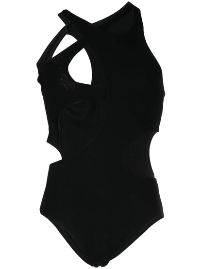 Fine-Ribbed Cut-Out Bodysuit
