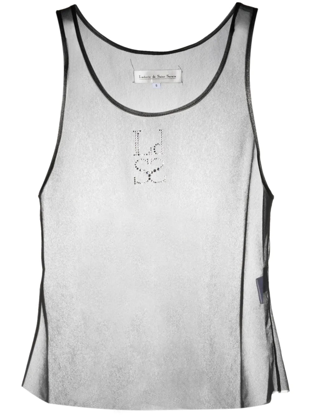 Crystal-Embellished Mesh Tank Top