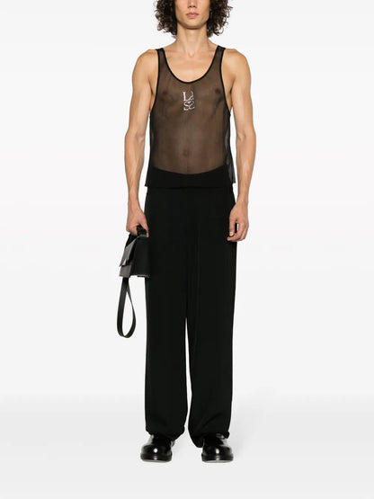 Crystal-Embellished Mesh Tank Top