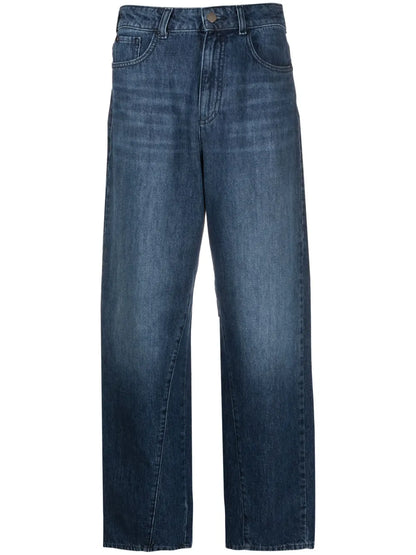 Wide-Leg Cropped Denim Culottes