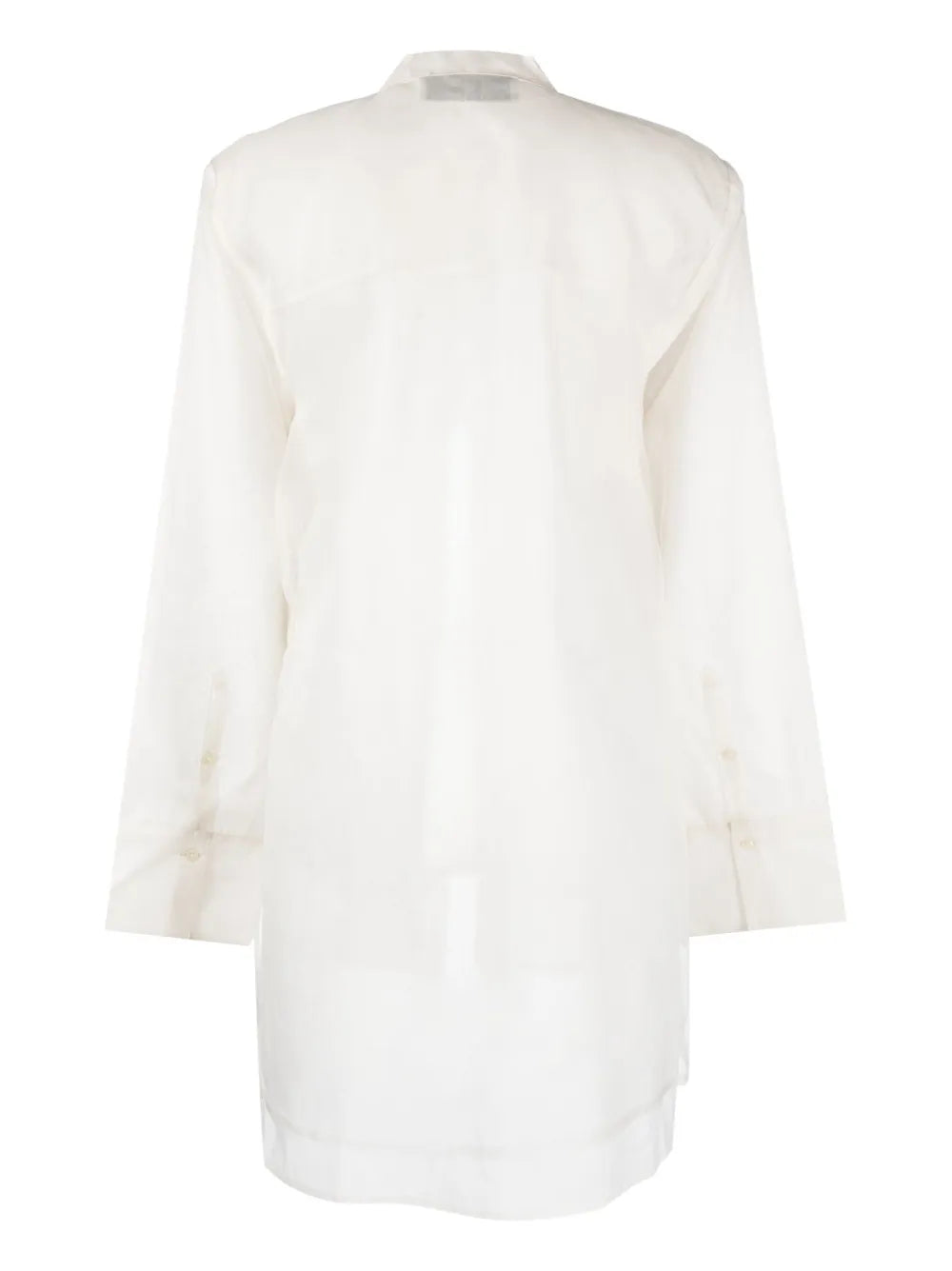 Button-Up Band-Collar Blouse