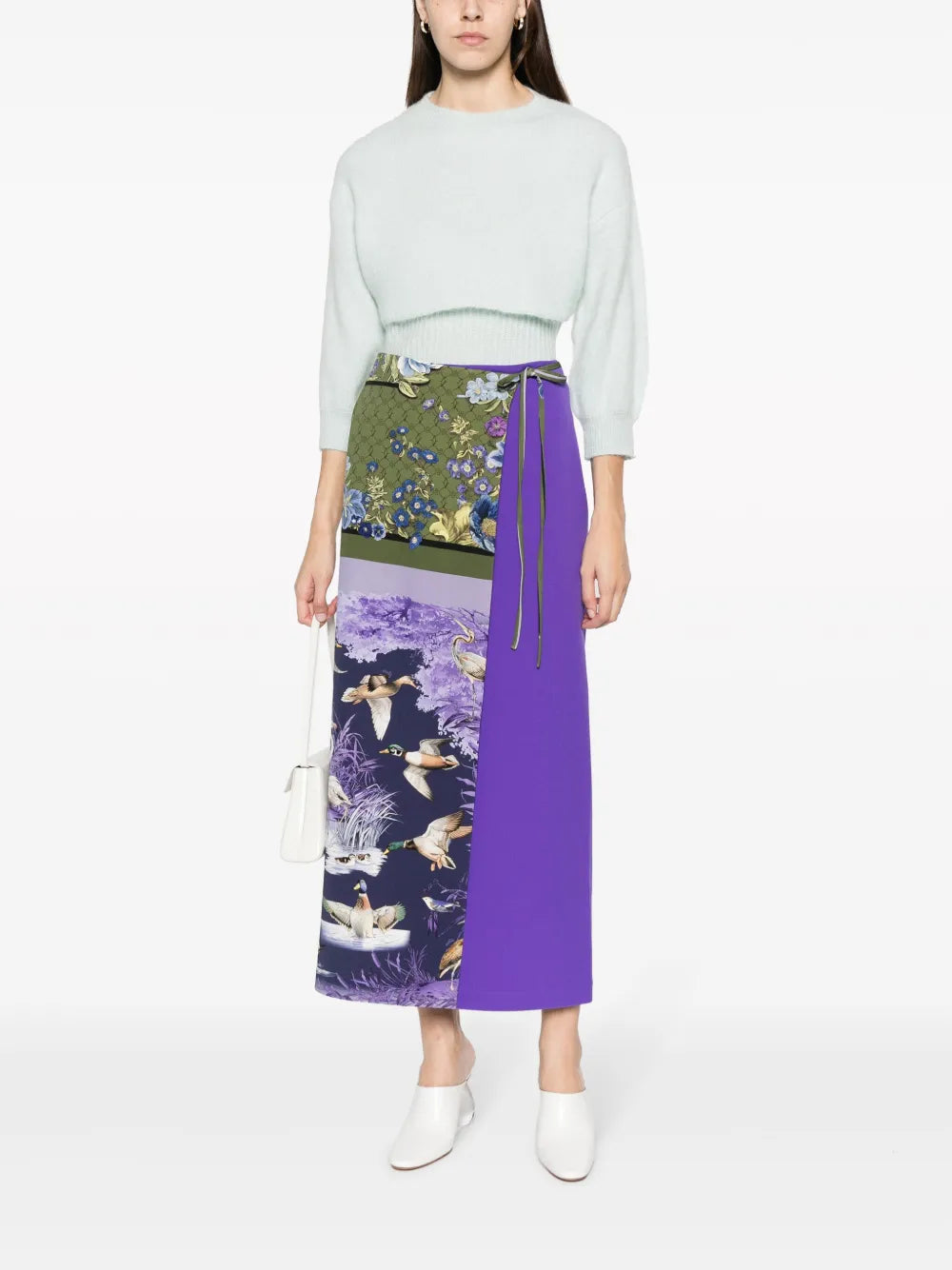 Graphic-Print Wrap Maxi Skirt