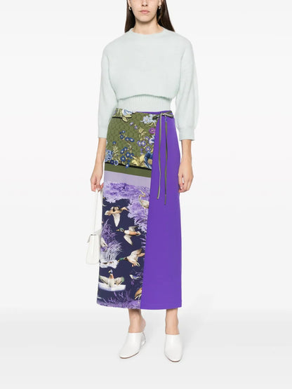 Graphic-Print Wrap Maxi Skirt