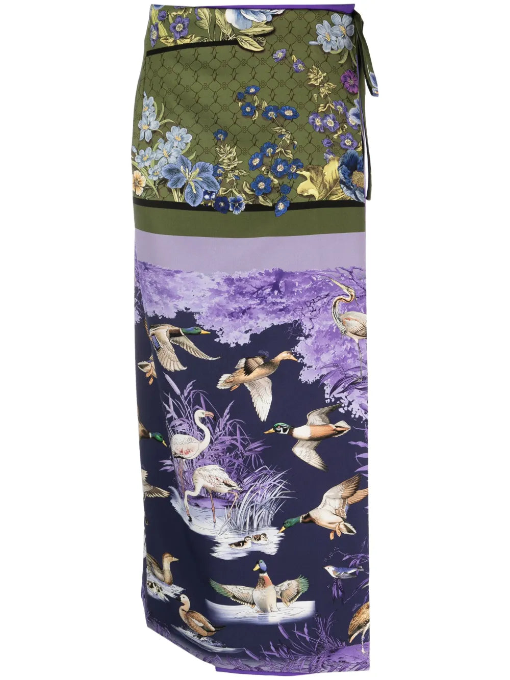 Graphic-Print Wrap Maxi Skirt