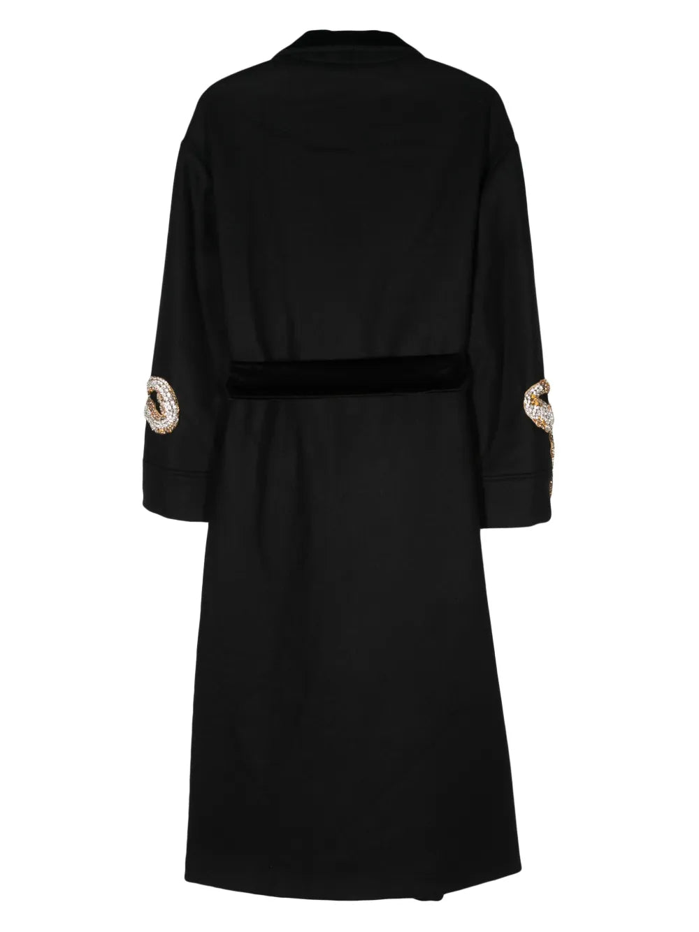 Shawl-Lapels Crystal-Embellished Coat