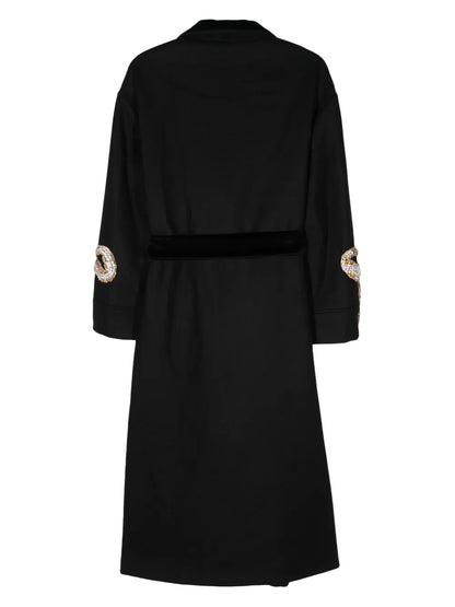 Shawl-Lapels Crystal-Embellished Coat