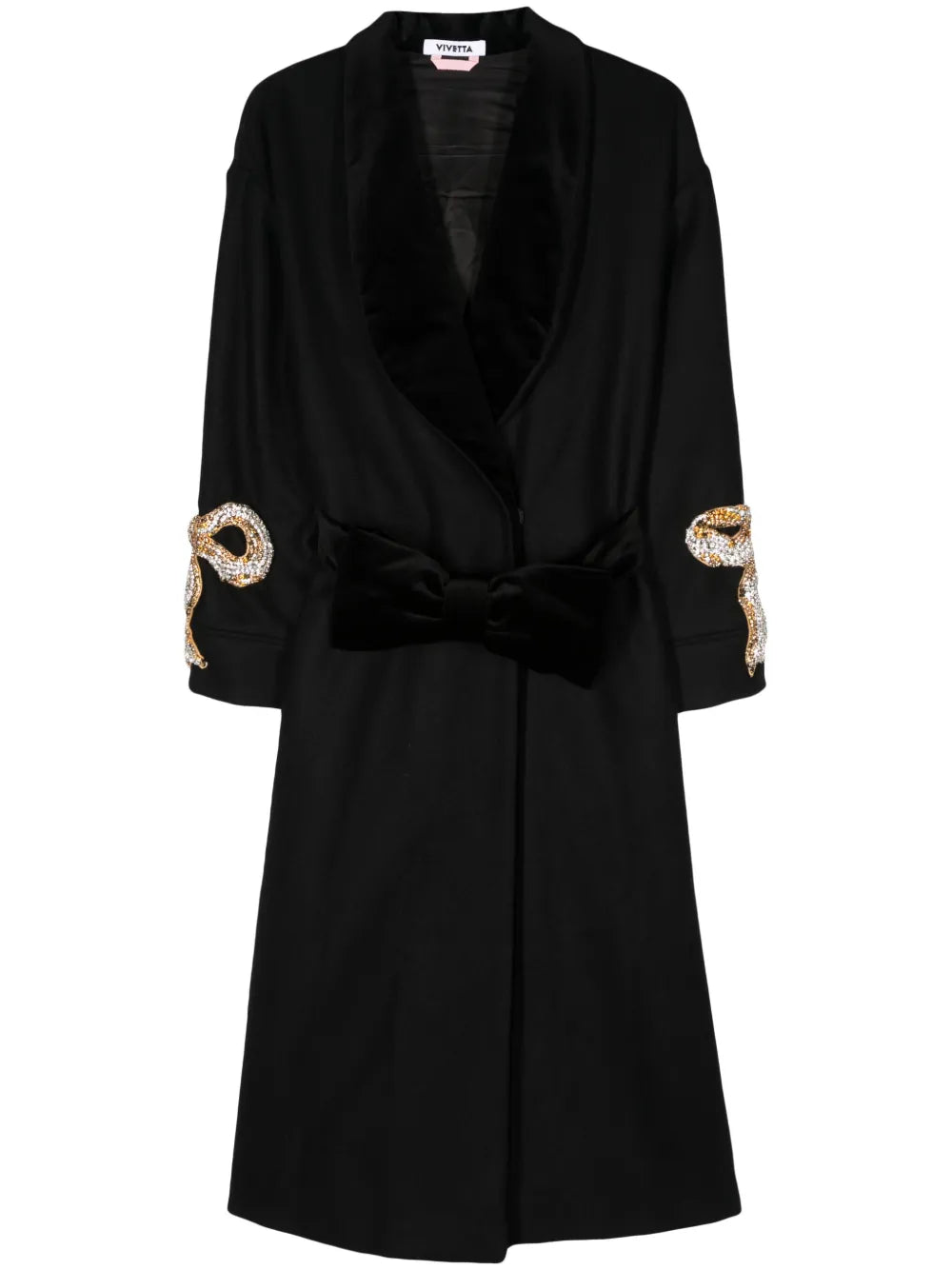 Shawl-Lapels Crystal-Embellished Coat