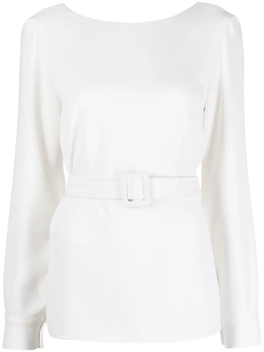 V-Back Belted Blouse