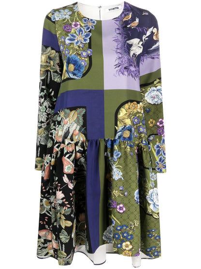 Graphic-Print Tiered-Skirt Dress