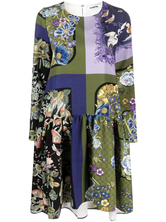 Graphic-Print Tiered-Skirt Dress