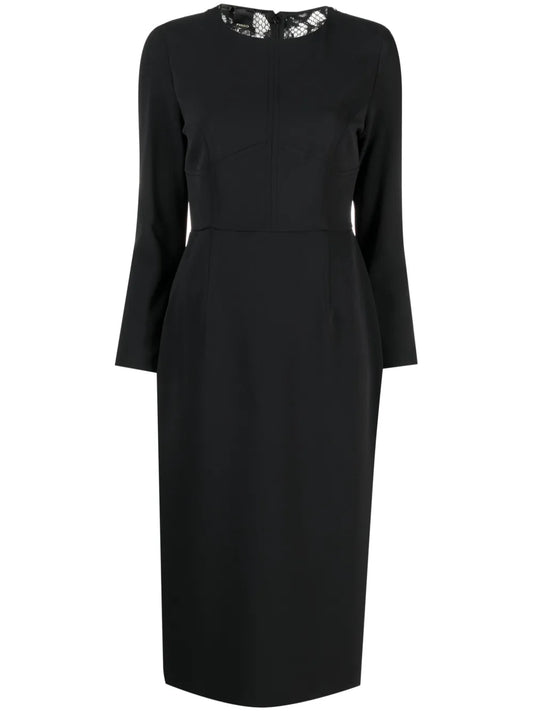 Floral-Lace Detail Mid Dress