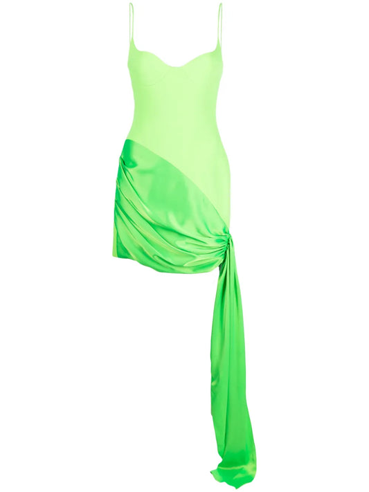 Draped-Skirt Panelled Mini Dress