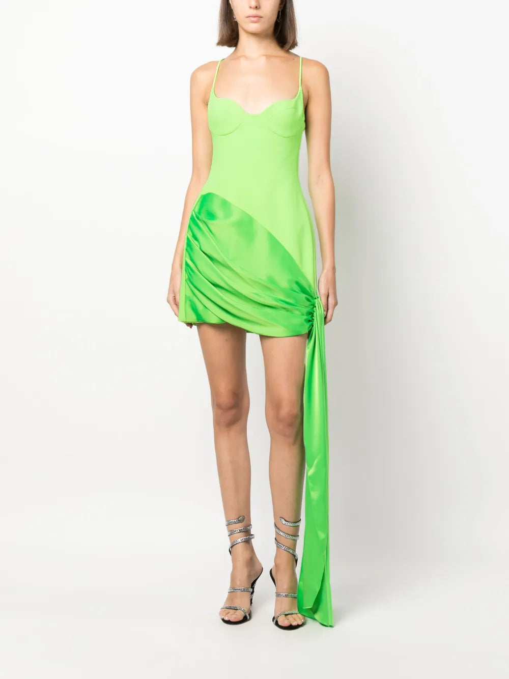 Draped-Skirt Panelled Mini Dress