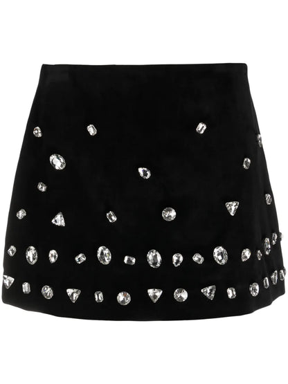 Crystal-Embellished High-Waist Miniskirt