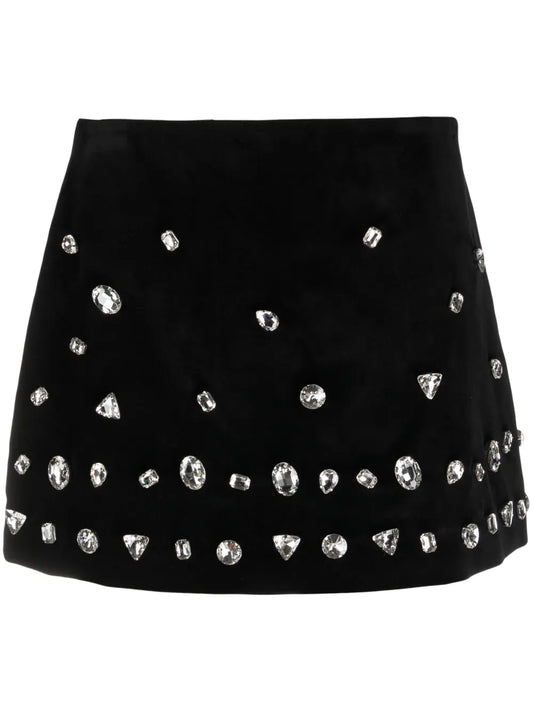 Crystal-Embellished High-Waist Miniskirt
