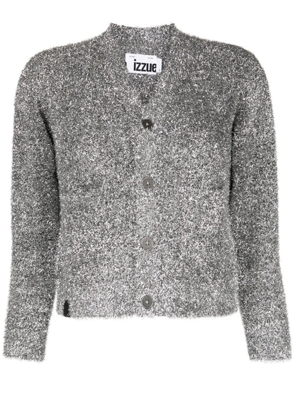 Lurex-Detail V-Neck Cardigan